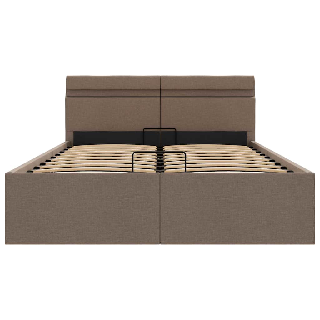 Bett mit Bettkasten Hydraulisch LED Dunkelgrau Stoff 90x200 cm