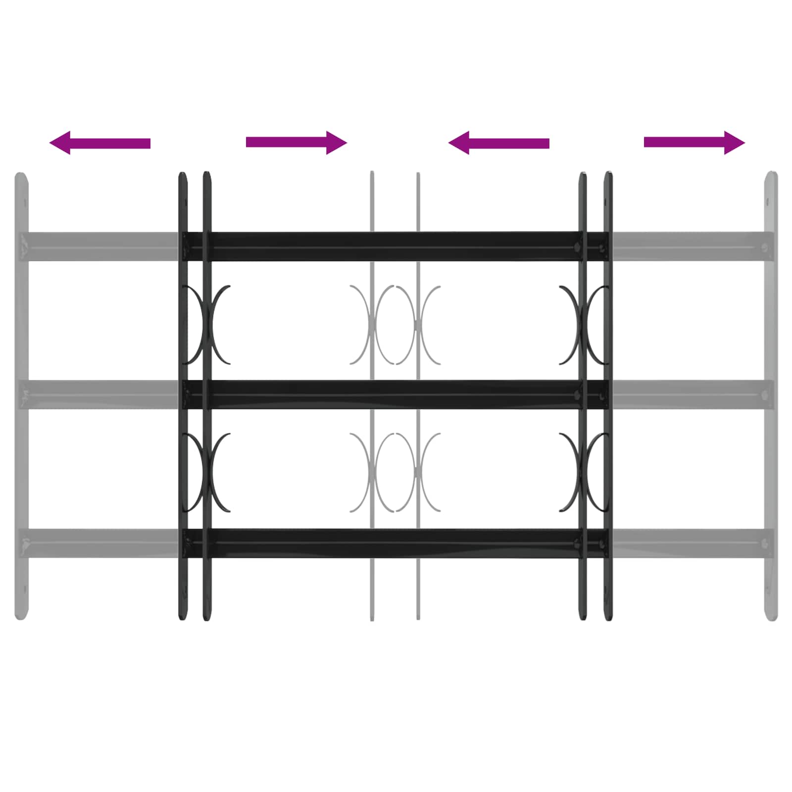 Fenstergitter 76 x 30 cm Pulverbeschichteter Stahl Schwarz