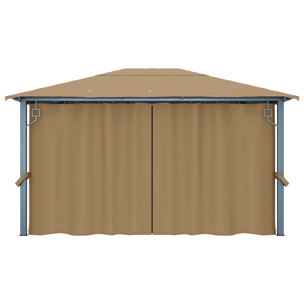 Pavillon mit Vorhang 300x300 cm Taupe Aluminium