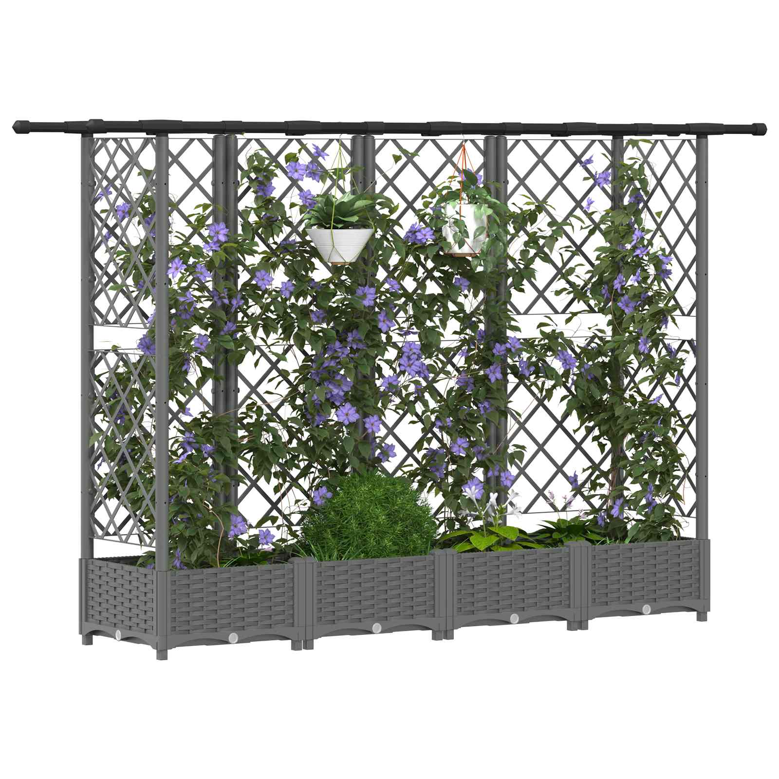 Hochbeet mit Rankgitter und Dach Braun 124 x 40 x 123 cm PP