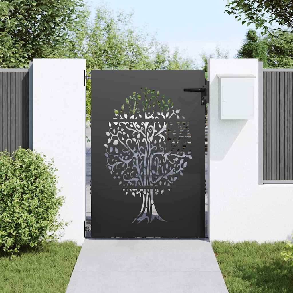 Gartentor 85x75 cm Cortenstahl Baum-Design