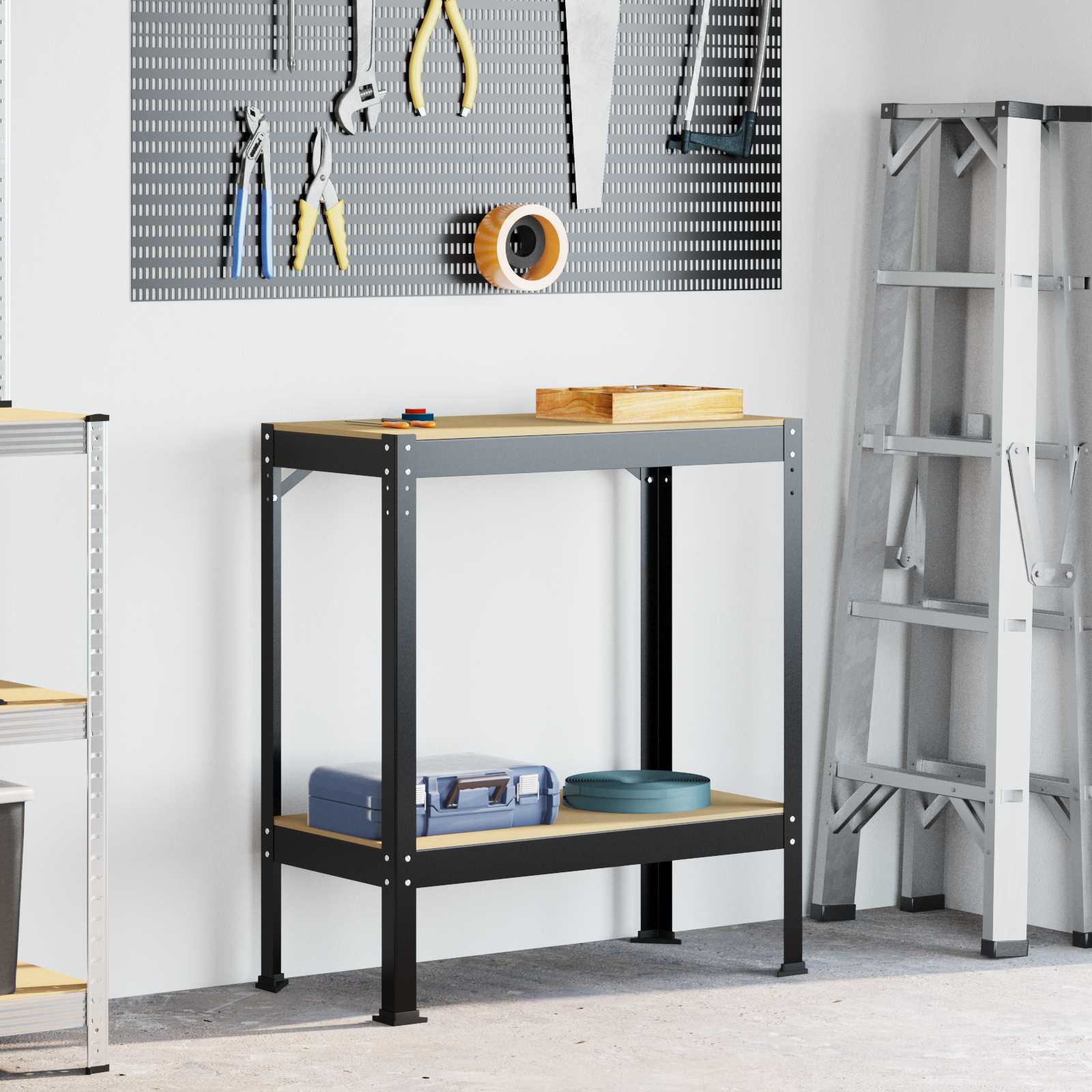 Werkbank mit Lochwand und Schublade