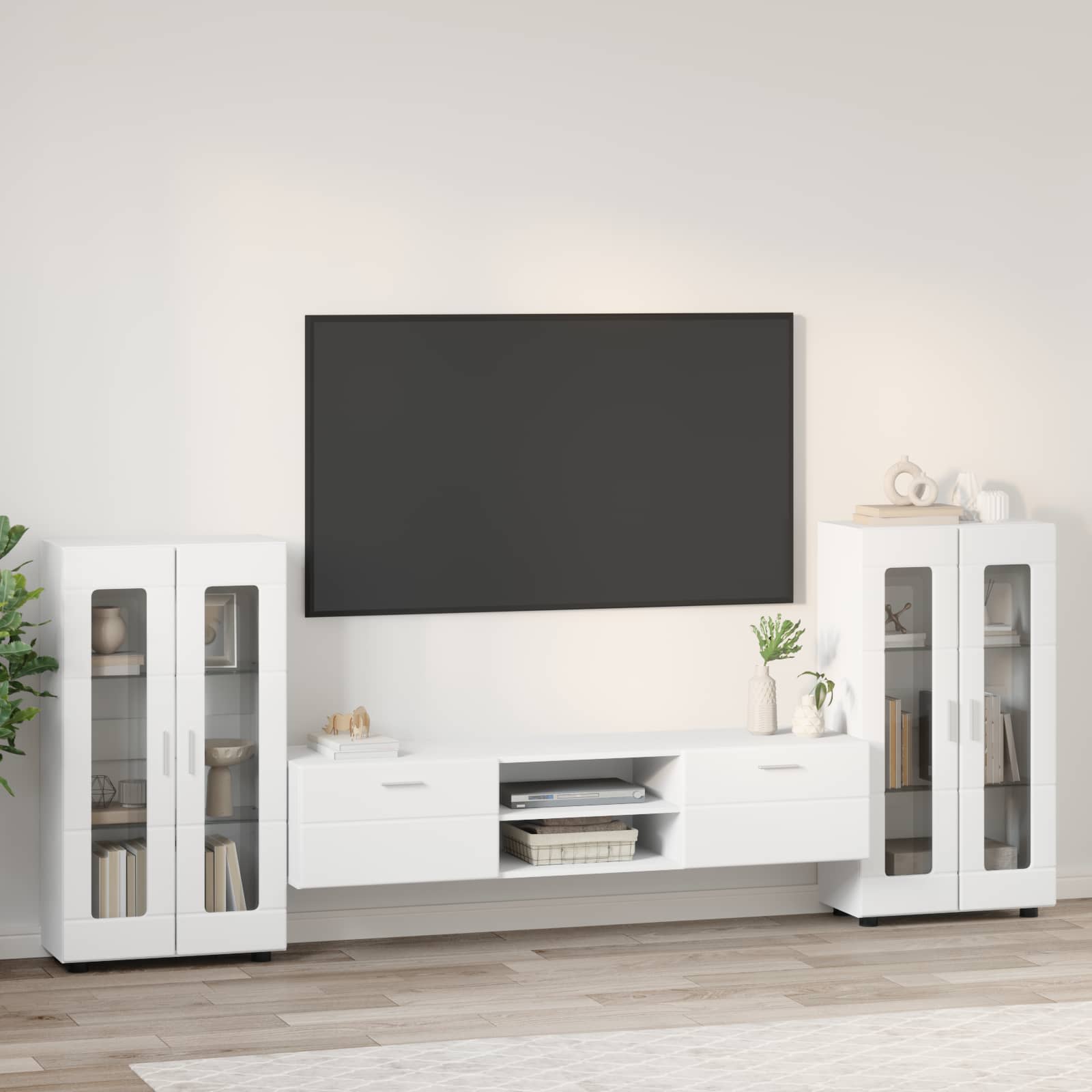 Highboard mit Regal FLORIN Weiß 60 x 35 x 182 cm Holzwerkstoff