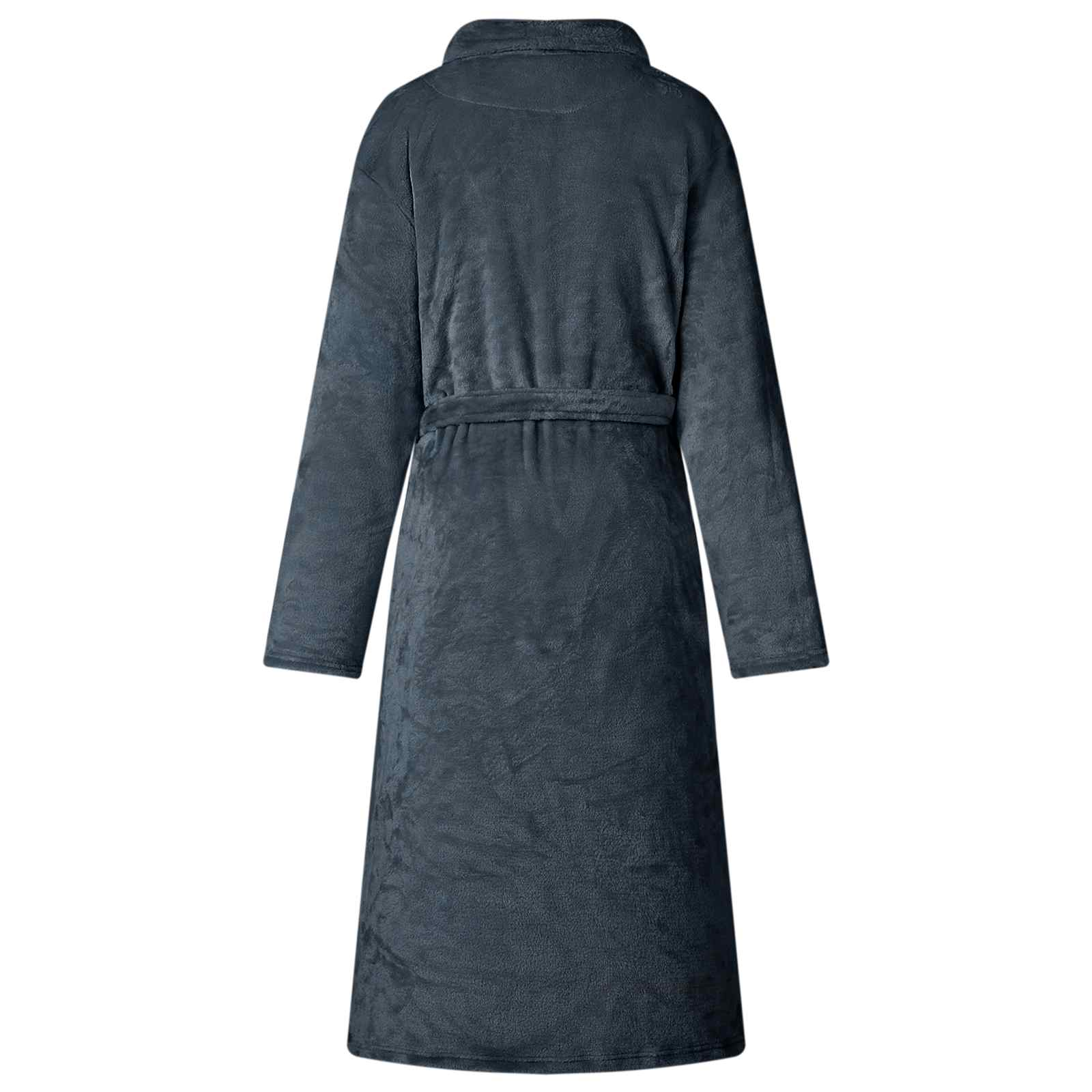 Bademantel ohne Kapuze Beige S Flanell