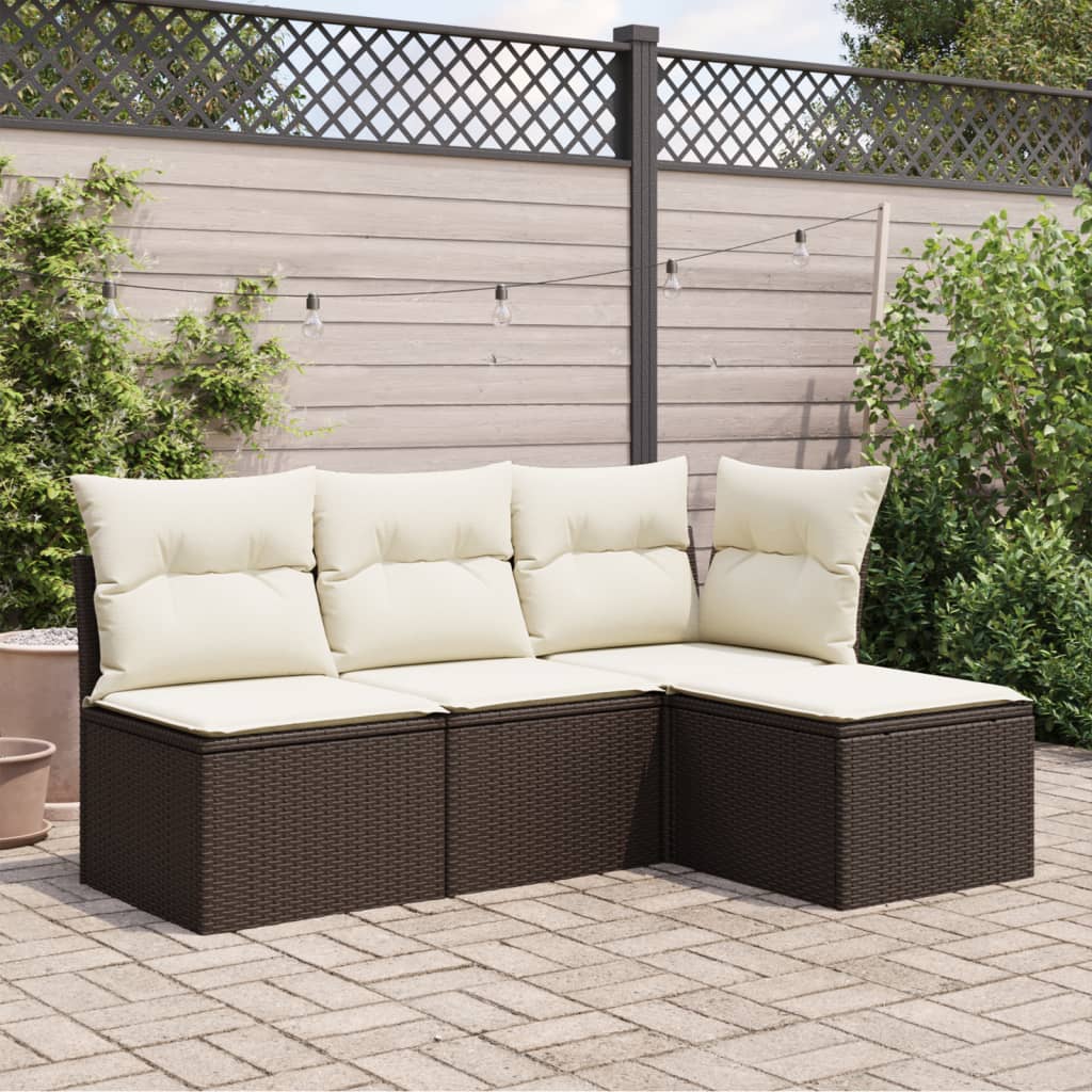 Gartenhocker mit Kissen Schwarz 55x55x37 cm Poly Rattan