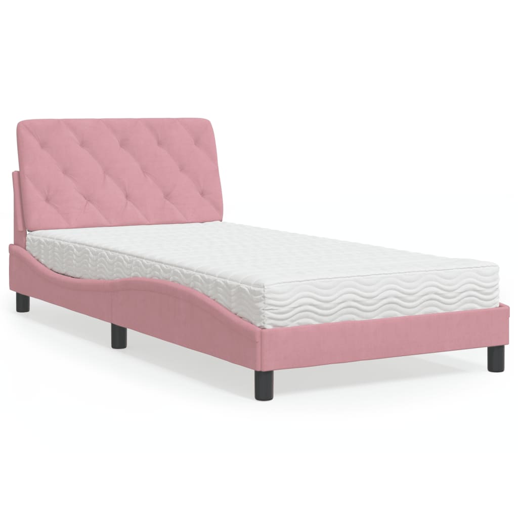 Bett mit Matratze Hellgrau 80x200 cm Samt