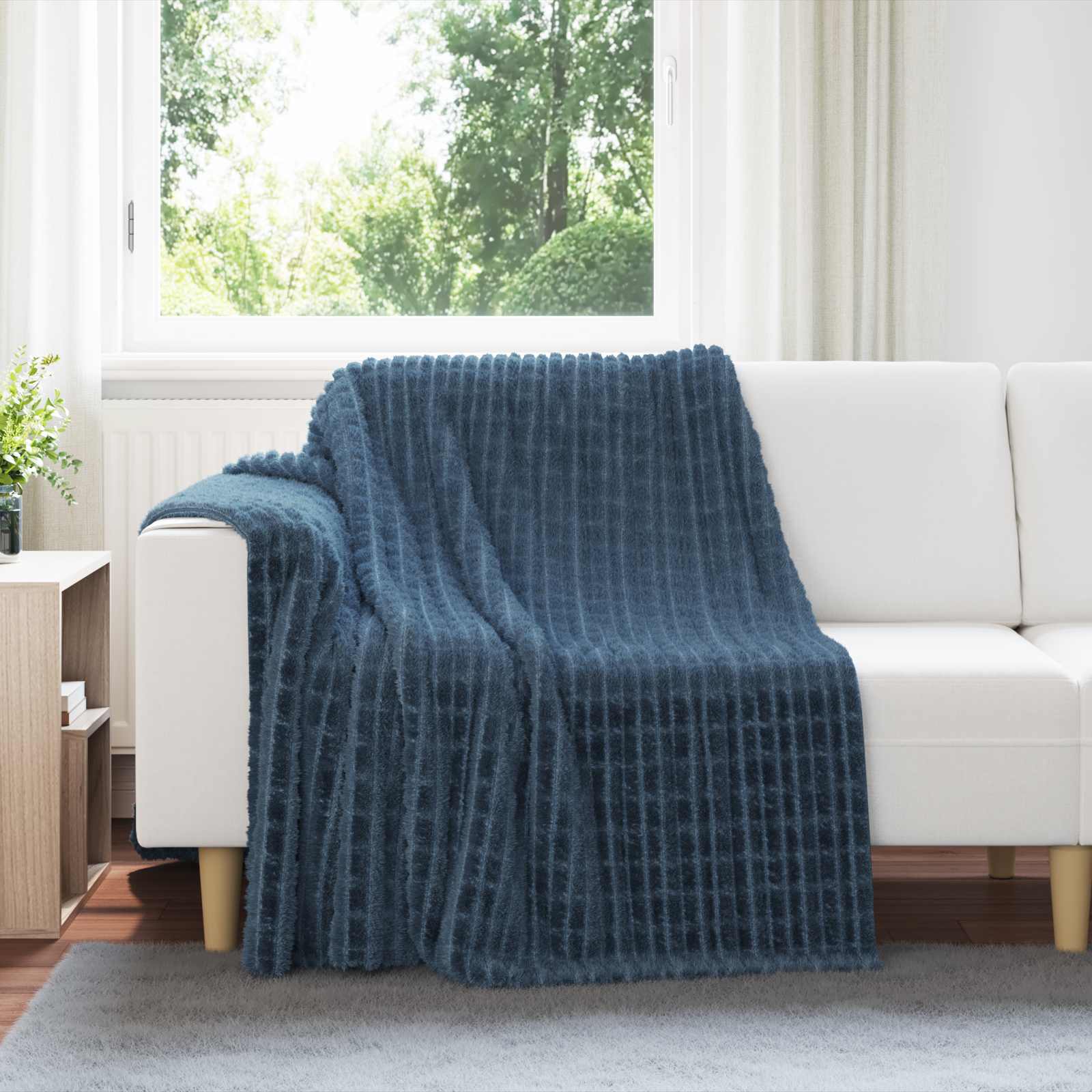 Überwurfdecke Beige 150 x 130 cm Fleece