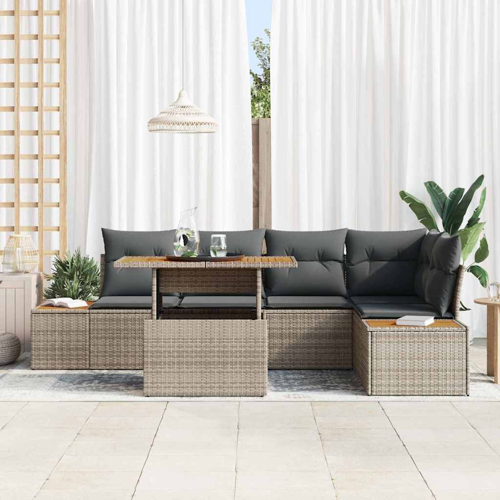 Garten Essgruppe mit Kissen 6 pcs Schwarz und Beige