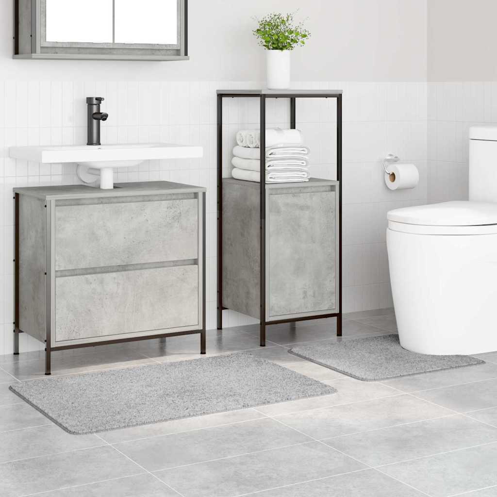 Anti-Rutsch Badematten-Set 2 pcs Dunkelgrau PP