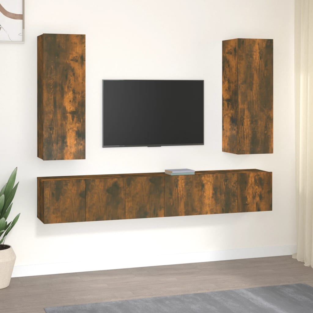 4-tlg. TV-Schrank-Set Weiß Holzwerkstoff