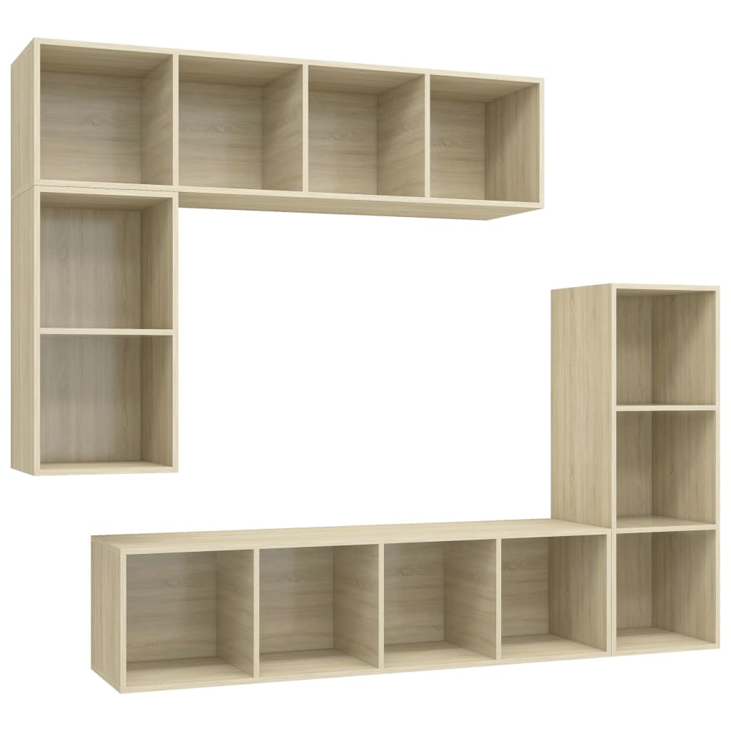 4-tlg. TV-Schrank-Set Weiß Holzwerkstoff