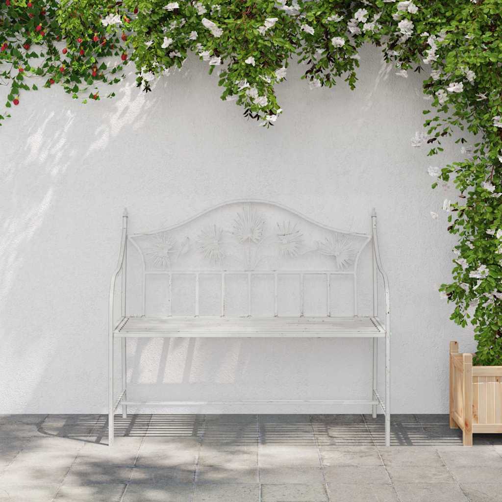 Gartenbank Antik Weiß 104 x 52,5 x 89 cm Stahl
