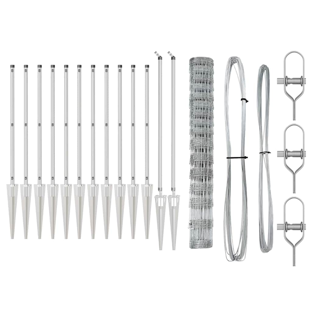 Ground Fix Geschweißter Drahtzaun 25 x 0,8 m Silber Netz