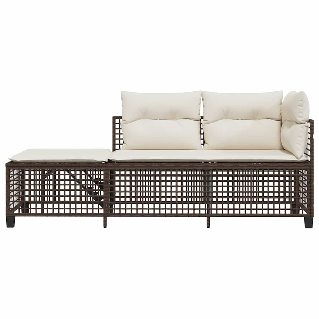 3-tlg. Garten-Ecksofa-Set mit Kissen Schwarz Poly Rattan