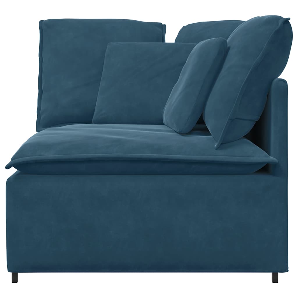 Modulares Sofa Endmodul mit Armlehne Kissen Blau 100 cm