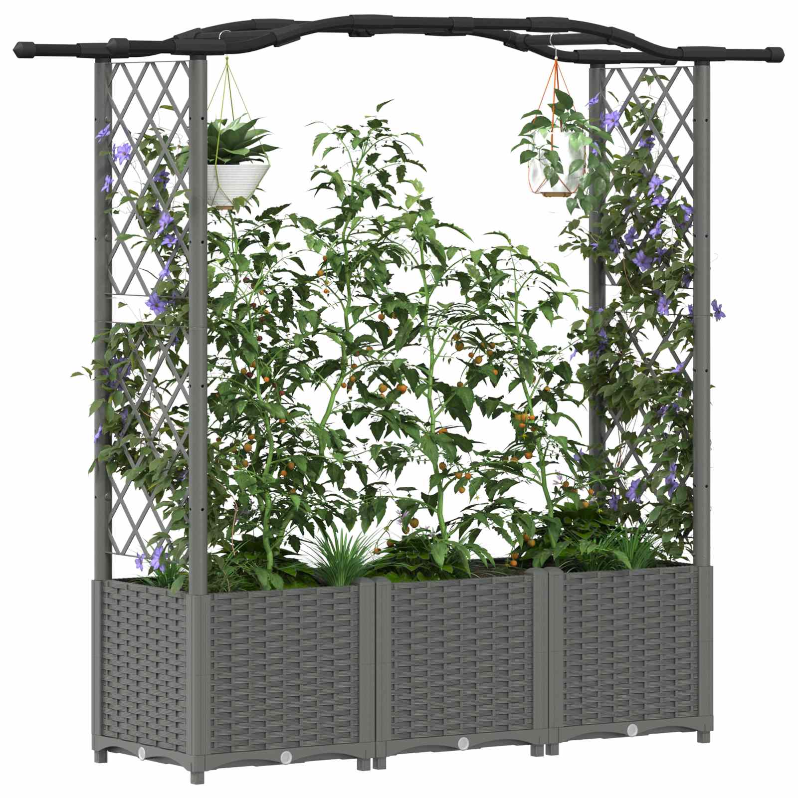 Hochbeet mit Rankgitter und Dach Braun 124 x 40 x 123 cm PP