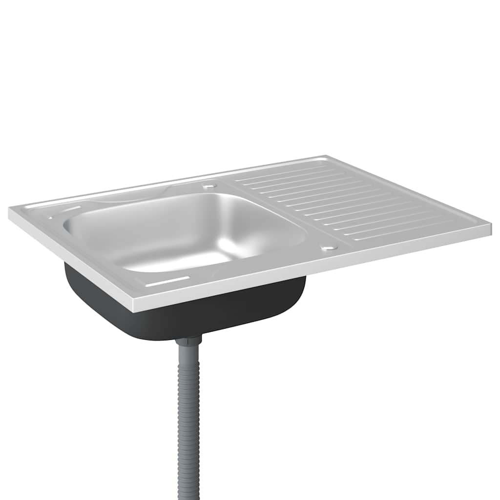 Spüle mit Abtropffläche Set Silbern 800x500x155 mm Edelstahl