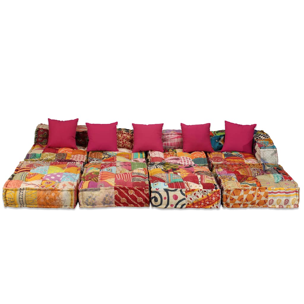 2-Sitzer Modularer Pouf Patchwork Stoff