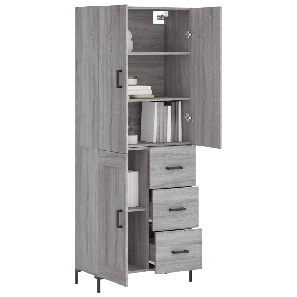 Highboard Betongrau 69,5x34x180 cm Holzwerkstoff