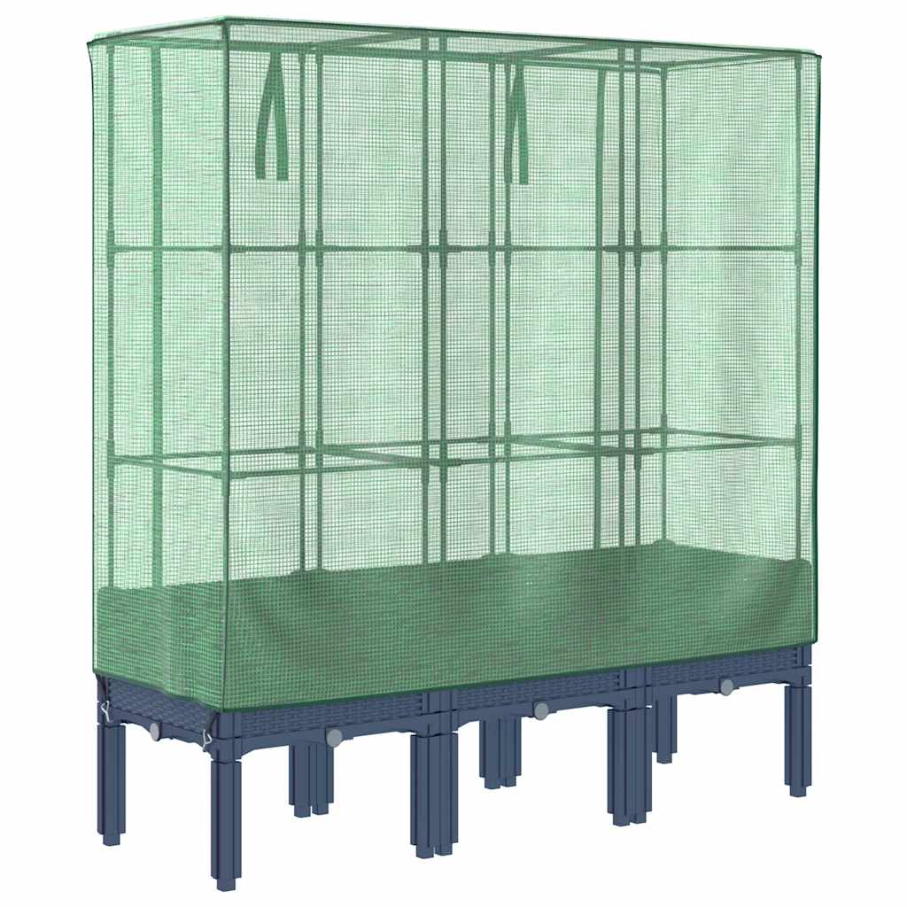 Hochbeet mit Gewächshaus-Aufsatz Rattan-Optik 40x40x140 cm