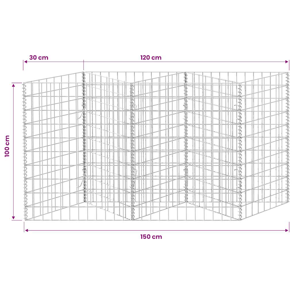 Gabionenkorb Pflanzkasten Gemüse-Hochbeet Stahl 300×30×100 cm