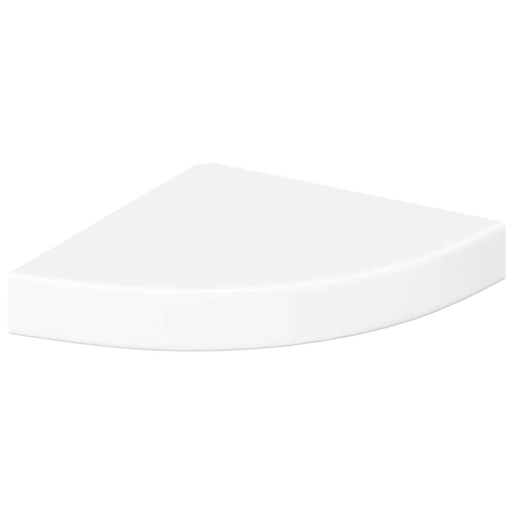 Schwebende Eckregale 2 Stk. Hochglanz-Weiß 25x25x3,8 cm MDF