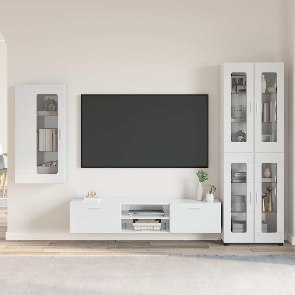 Highboard mit Regal FLORIN Weiß 60 x 35 x 182 cm Holzwerkstoff