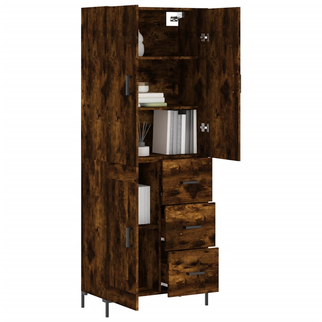 Highboard Betongrau 69,5x34x180 cm Holzwerkstoff