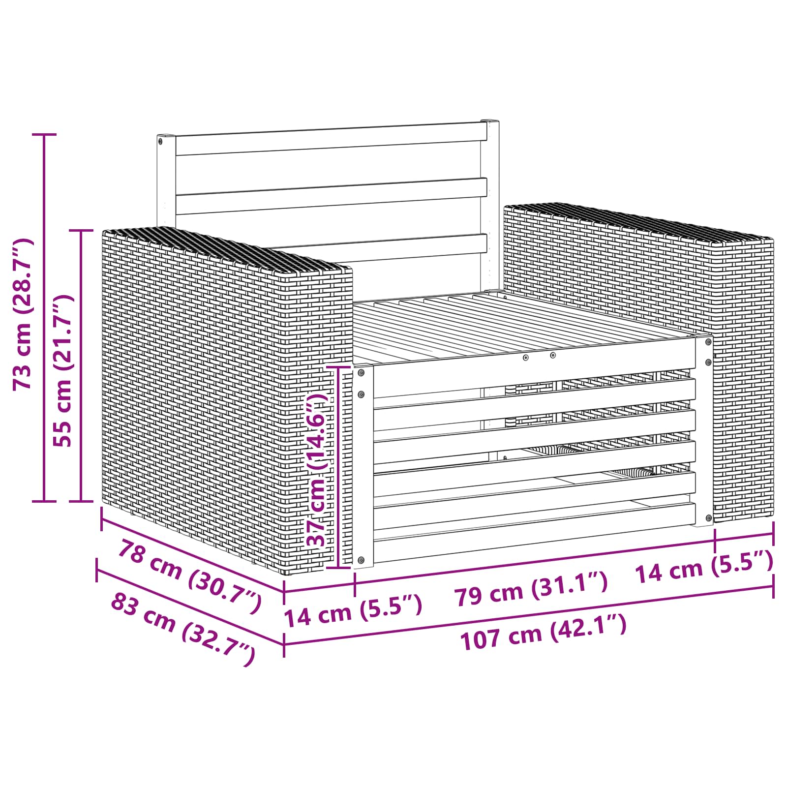 2 Stück Outdoor-Sofa Natur