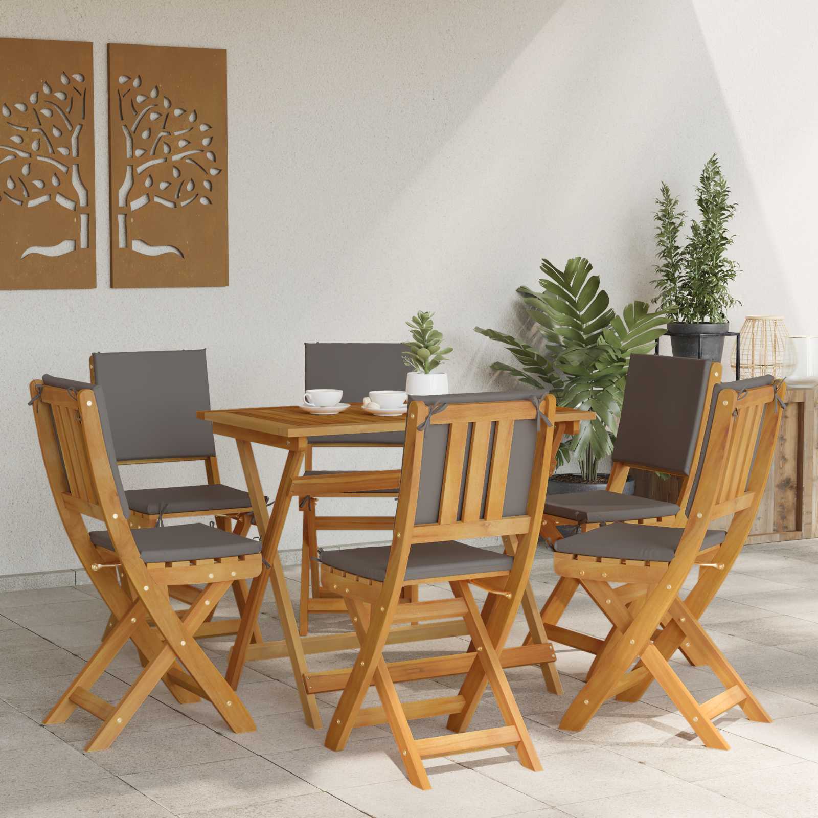 Außen Bistro-Stühle 6 pcs Natur Massivholz Akazie
