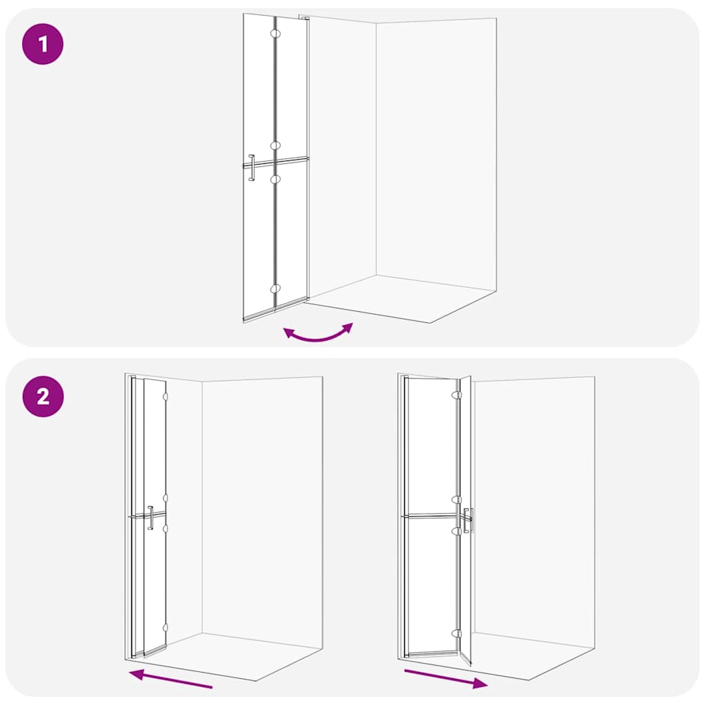 Faltbare begehbare Duschwand Transparentes ESG Glas 70x190 cm