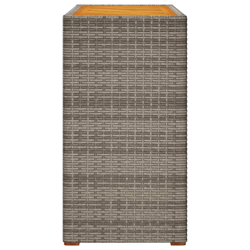 Garten-Beistelltisch mit Holzplatte Schwarz Poly Rattan