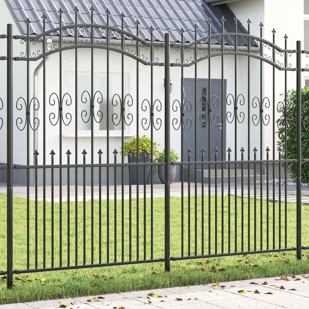 Gartenzaun KAMPEN mit Speerspitze Schwarz 240 x 75 cm Stahl