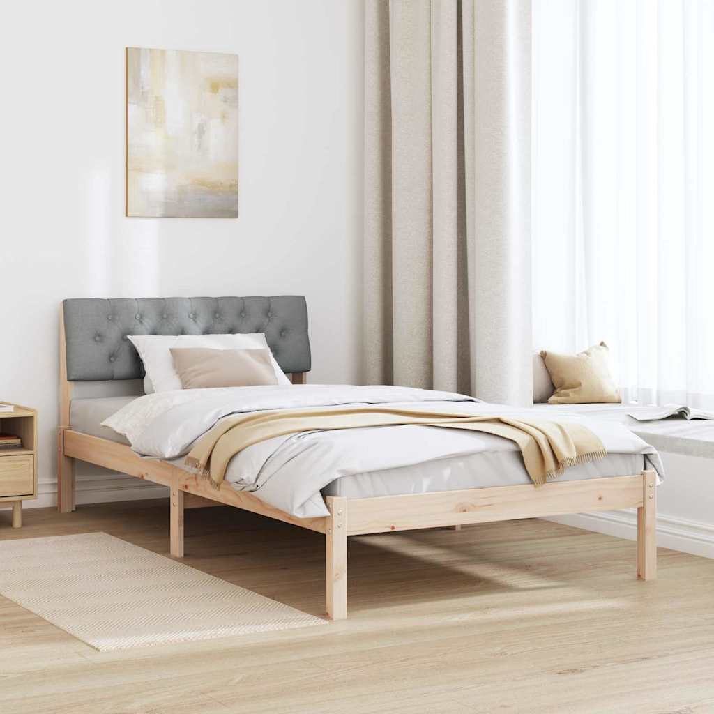 Bettgestell Braun und hellgrau 200 x 200 cm Massivholz Kiefer