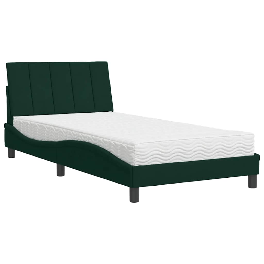 Bett mit Matratze "Hanko" Hellgrau 80x200 cm Samt