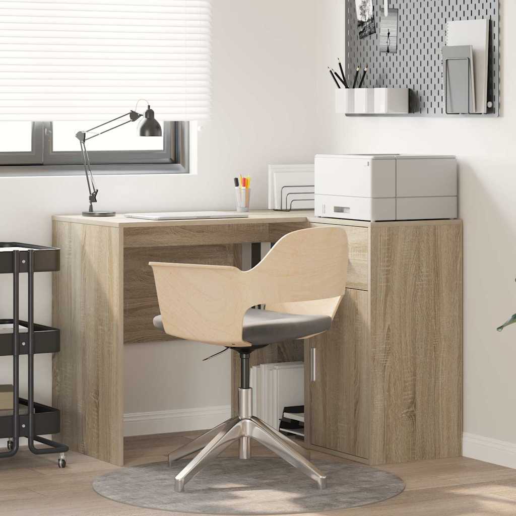 Eck-Schreibtisch Schwarz Eichen-Optik 102 x 88 x 75 cm