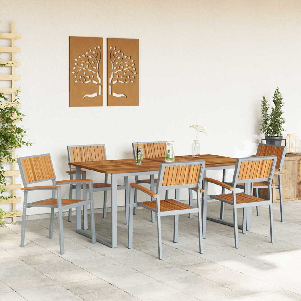 Garten Essgruppe 5 pcs Grau Massivholz Akazie