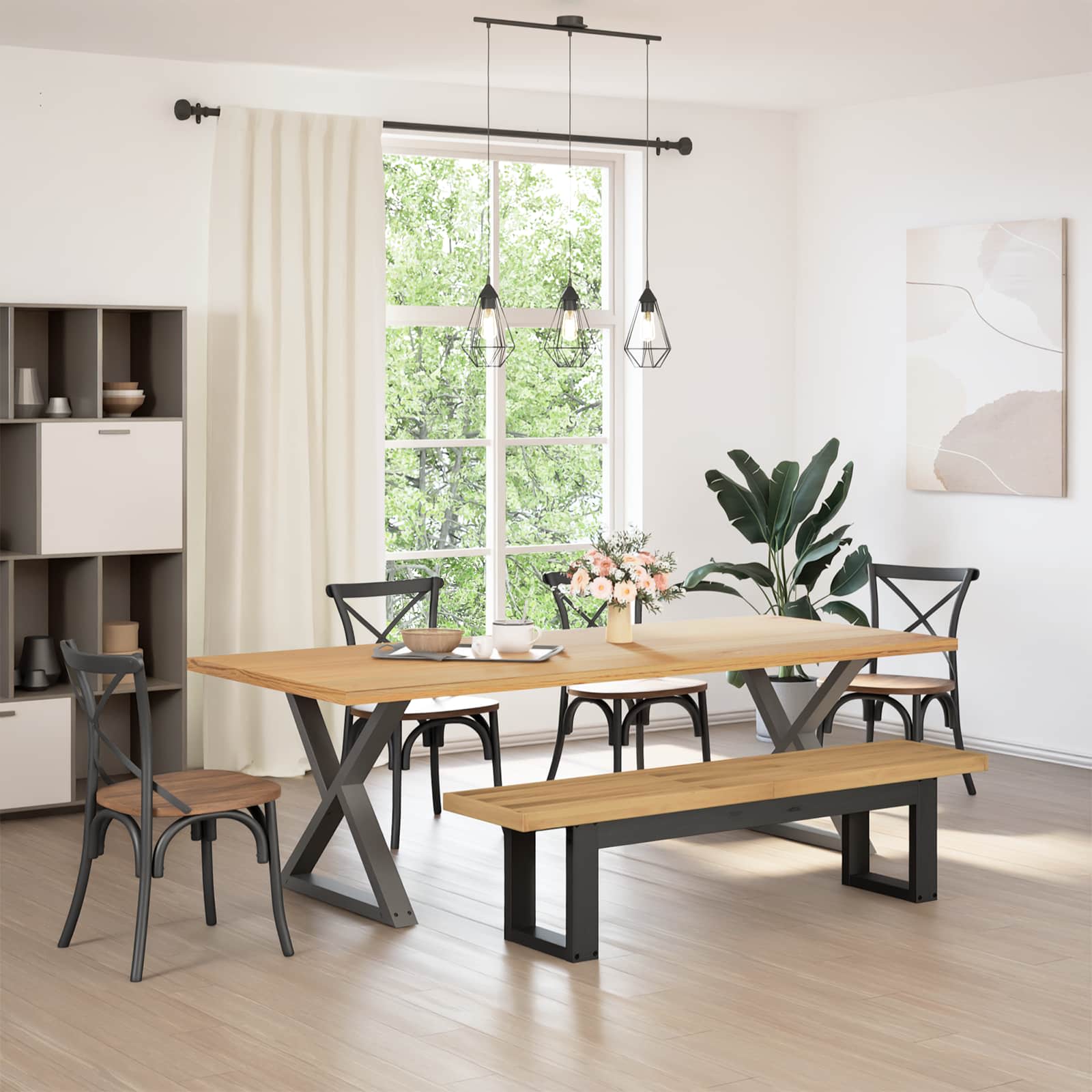 Esstischbank NOAIN 180 x 41 x 45 cm Massives Kiefernholz