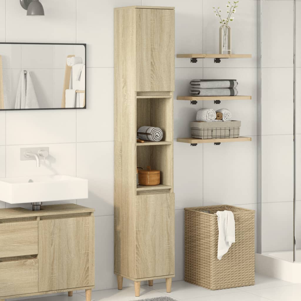 Badschrank Weiß 30x30x190 cm Holzwerkstoff