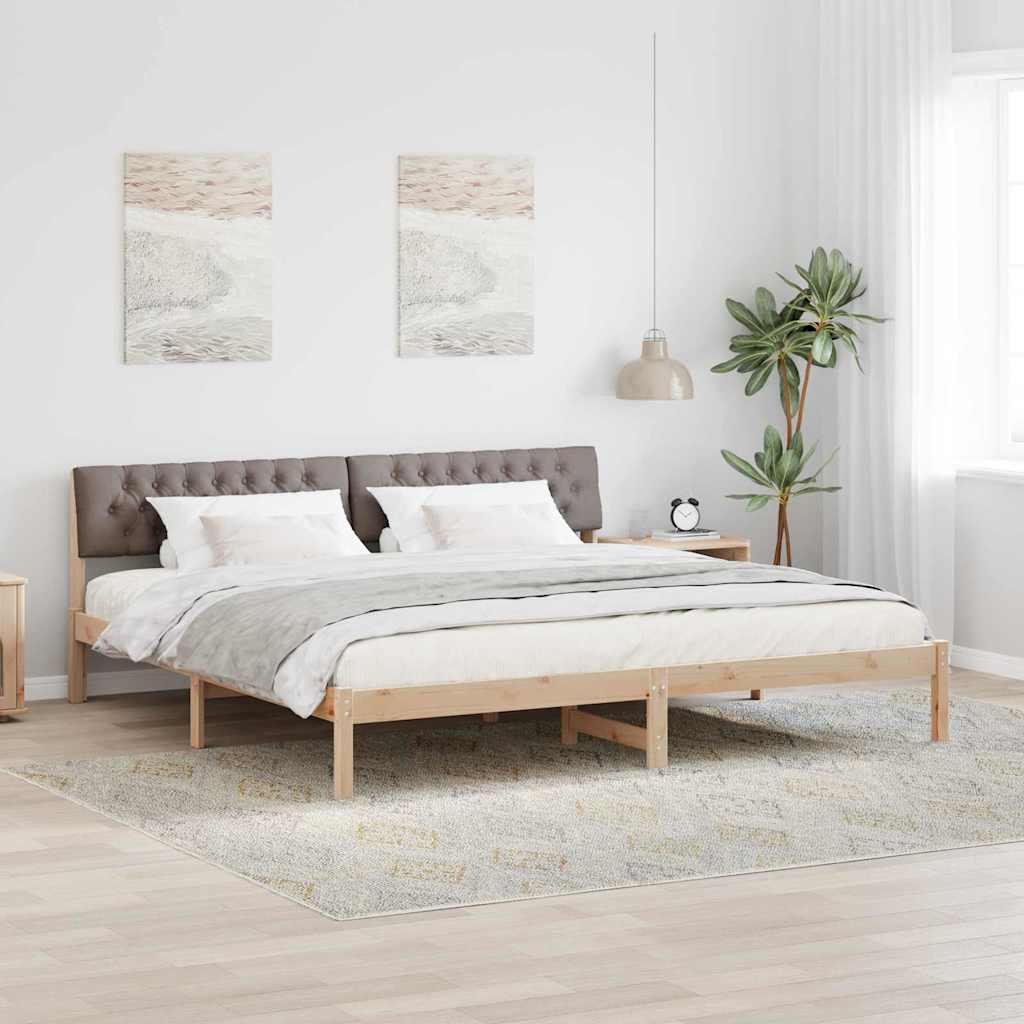 Bettgestell Braun und hellgrau 200 x 200 cm Massivholz Kiefer