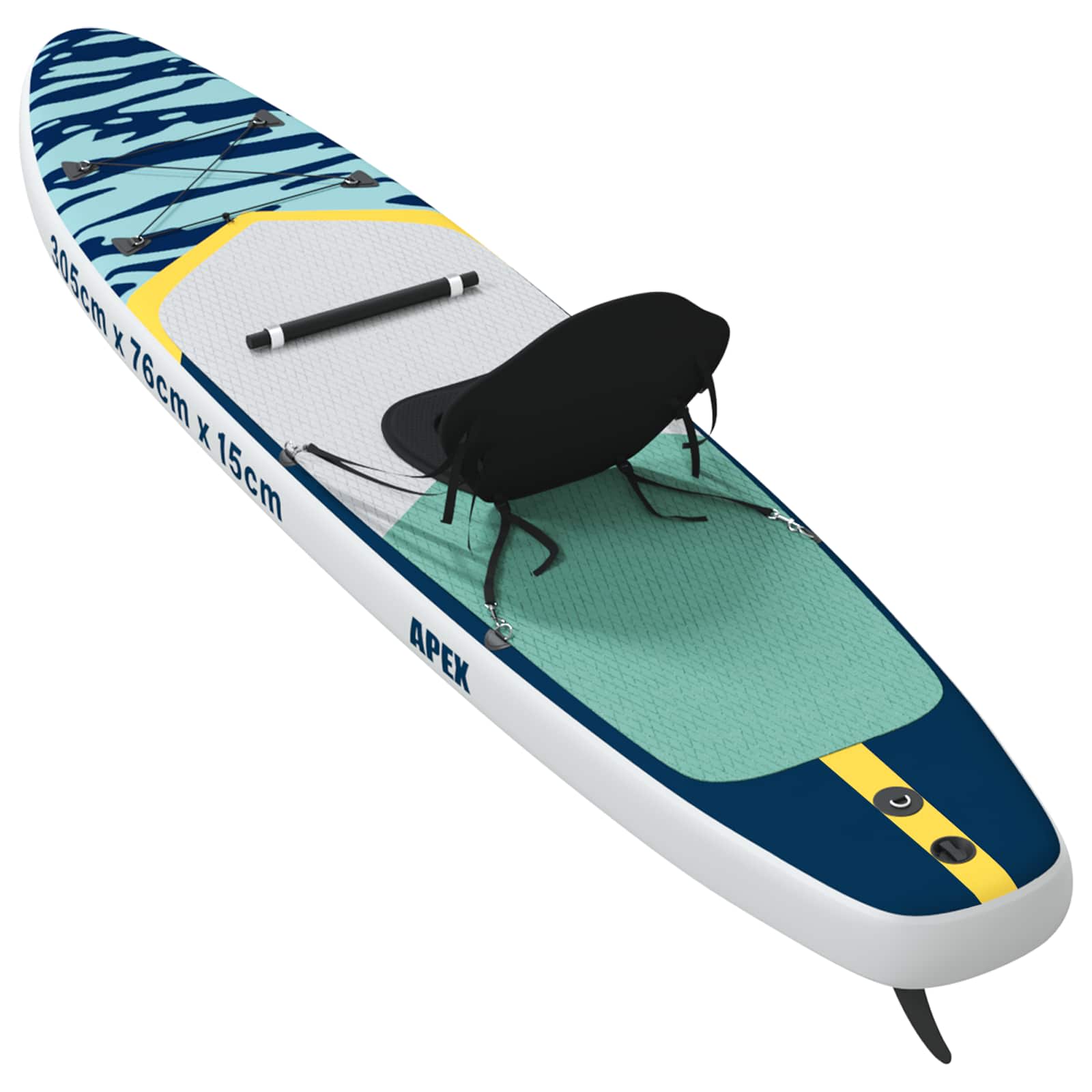 SUP Board mit Sitz 2-in-1 POSEIDON 305 x 76 x 15 cm Grün für