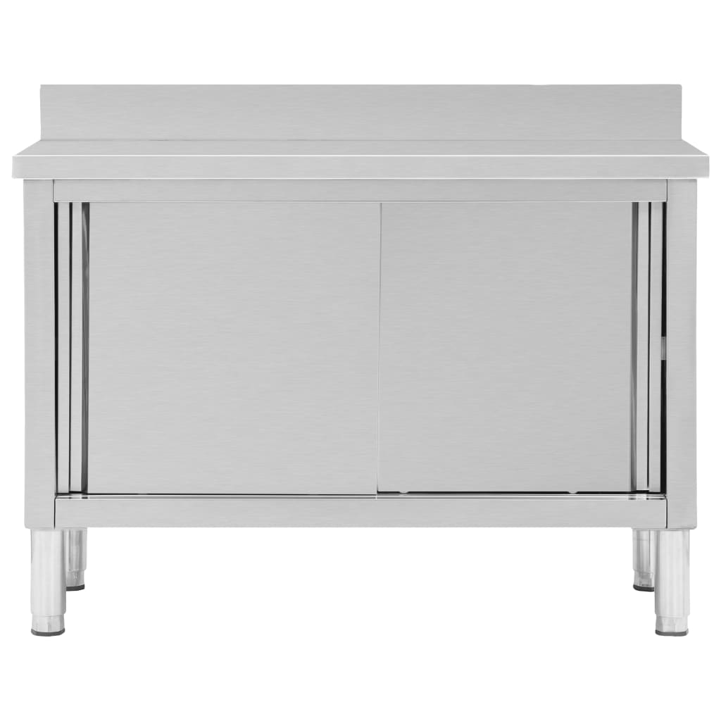 Arbeitsschränke mit Schiebetüren 2 Stk. 200x50x(95-97) cm Edelstahl