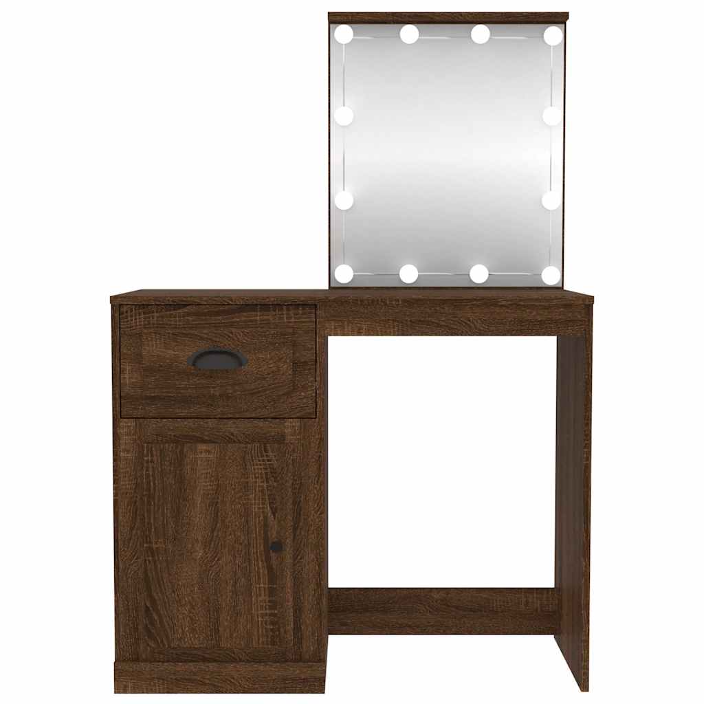 Schminktisch mit Spiegel Weiß 90x50x132,5 cm Holzwerkstoff