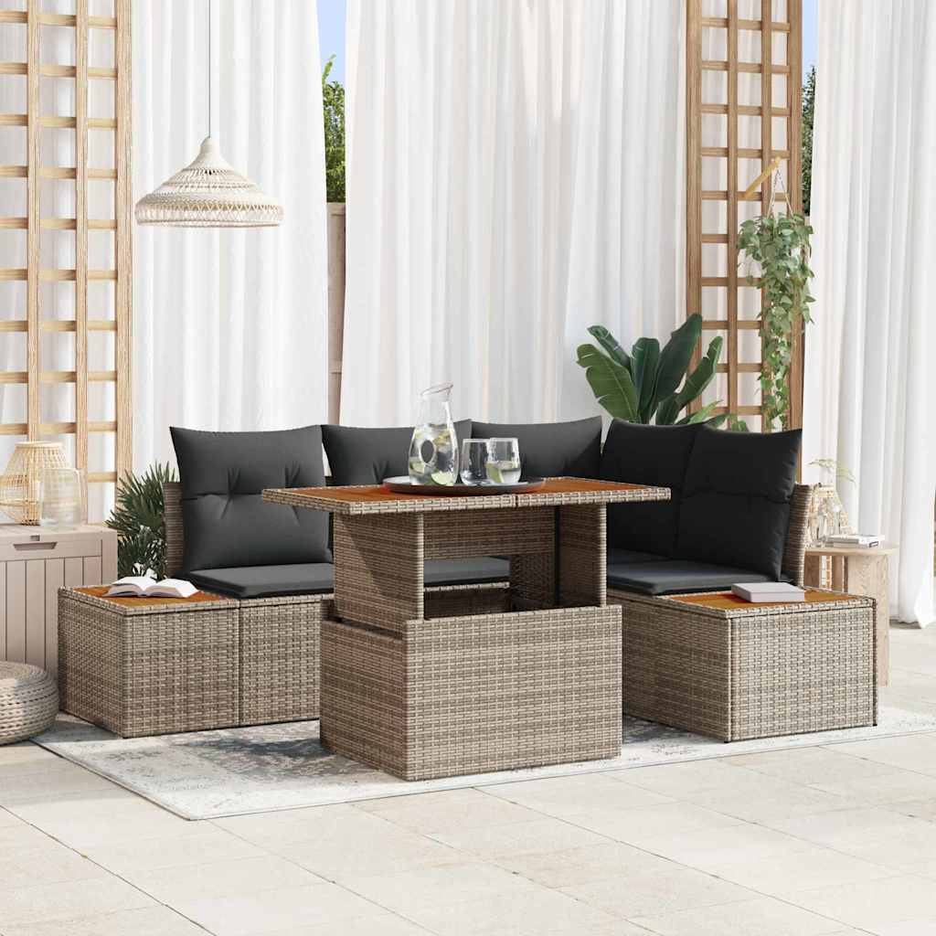 Garten Essgruppe mit Kissen 5 pcs Schwarz und Beige