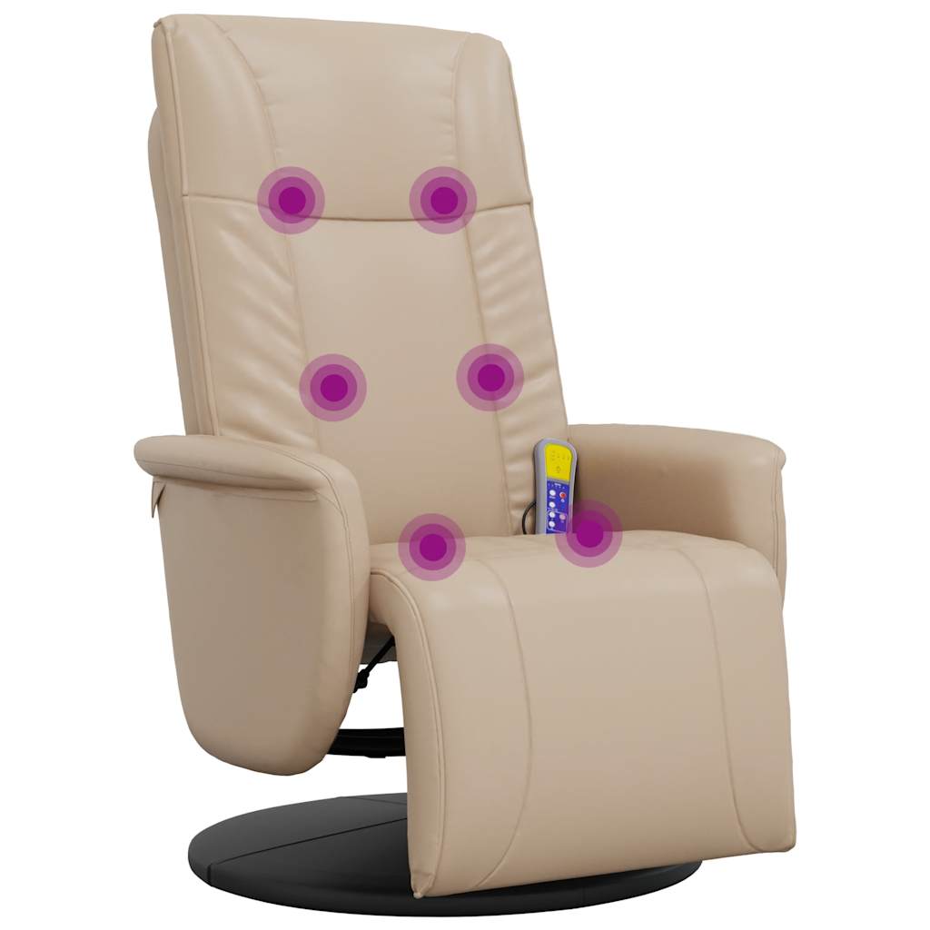 Massagesessel mit Fußteil Creme Kunstleder