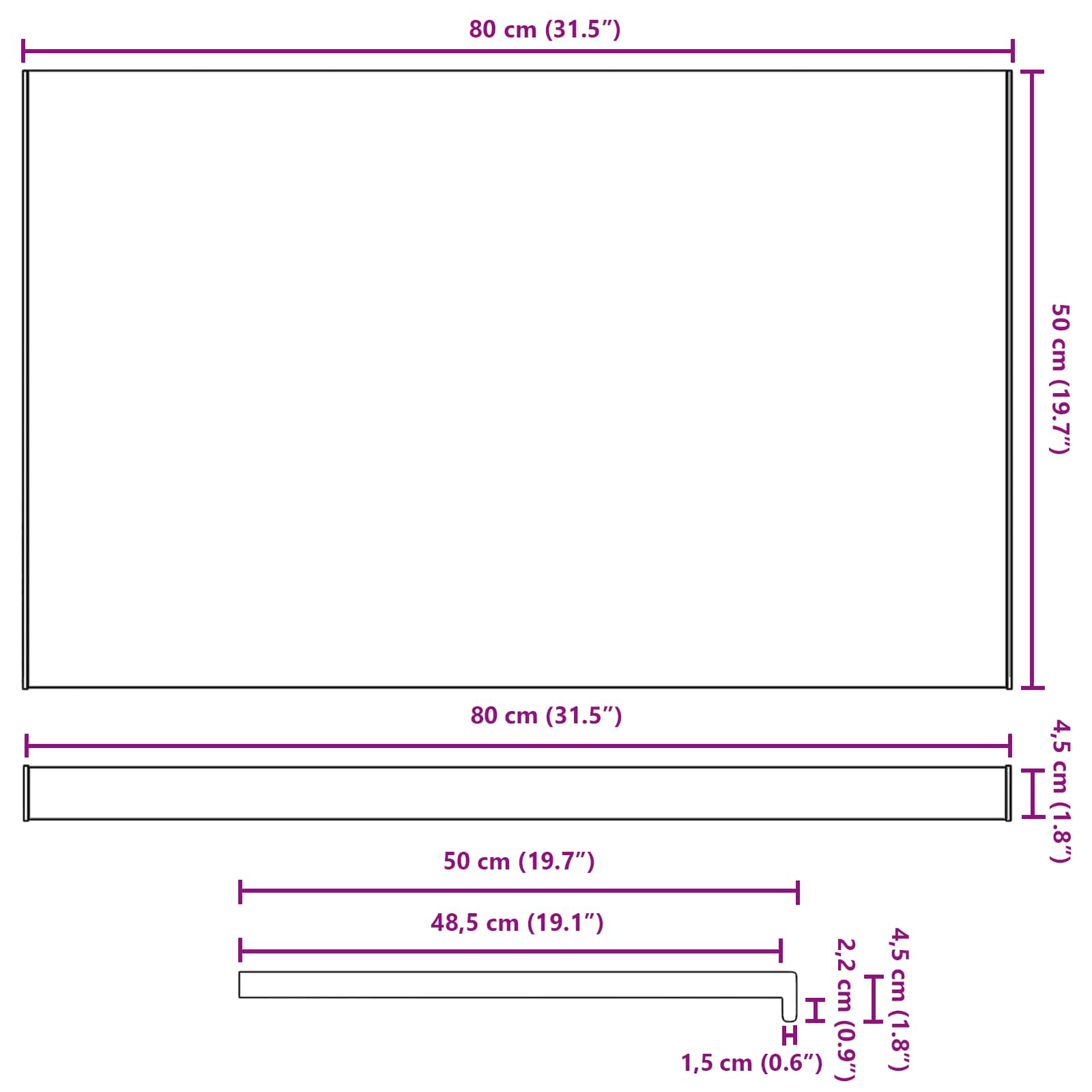 Fensterbank Weiß 60 x 10 x 4,5 cm PVC