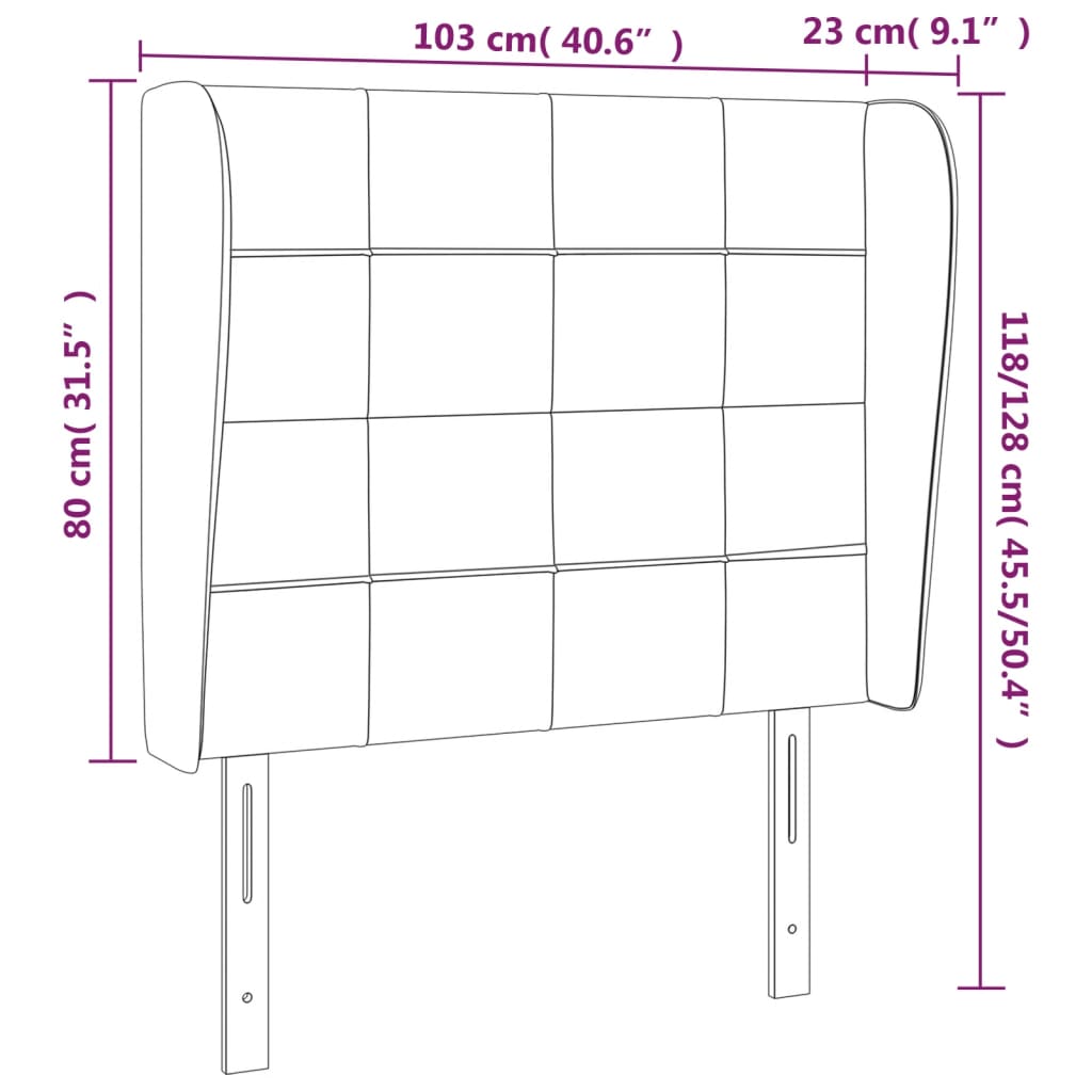 Kopfteil mit Ohren Dunkelblau 93x23x78/88 cm Samt