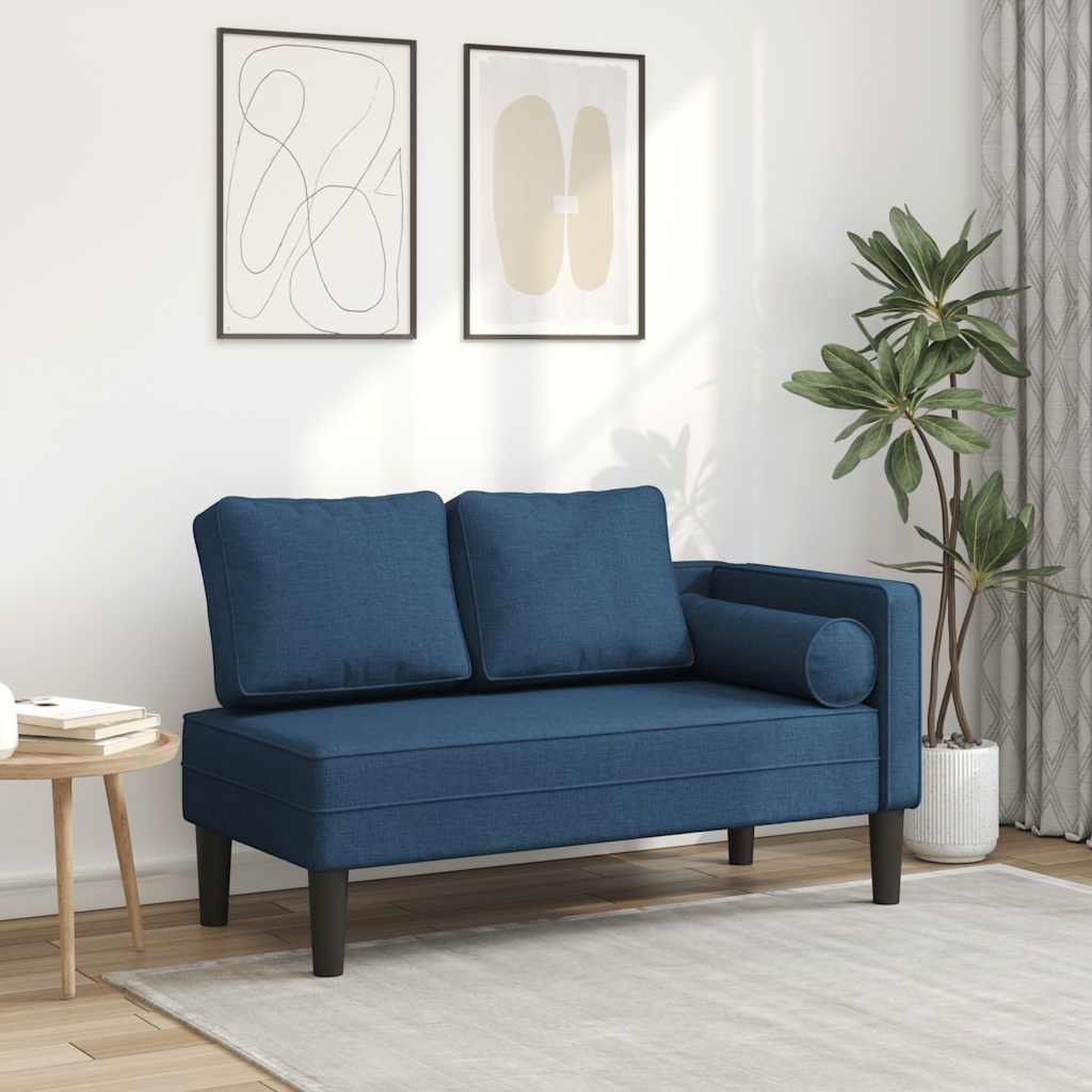 Chaiselongue mit Kissen Hellgrau Stoff