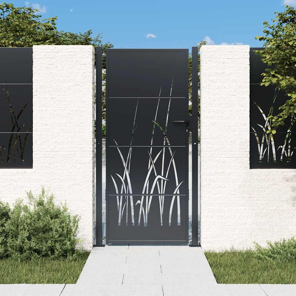 Gartentor Anthrazit 100x75 cm Stahl Gras-Design