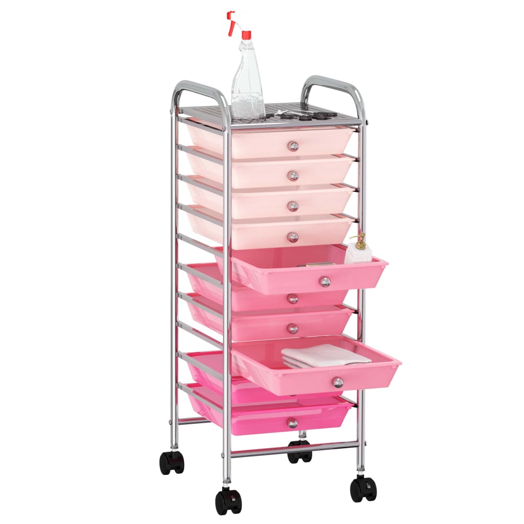Schubladenwagen mit 4 Schubladen Rosa Kunststoff